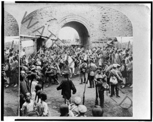 Soldiers of the Russian Imperial Army entering Mukden in 1905