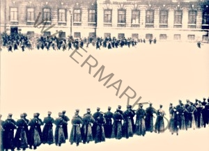 Troops facing the demonstrators on Bloody Sunday