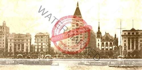 Nanking Road with the Palace Hotel on the left and the Cathay on the right